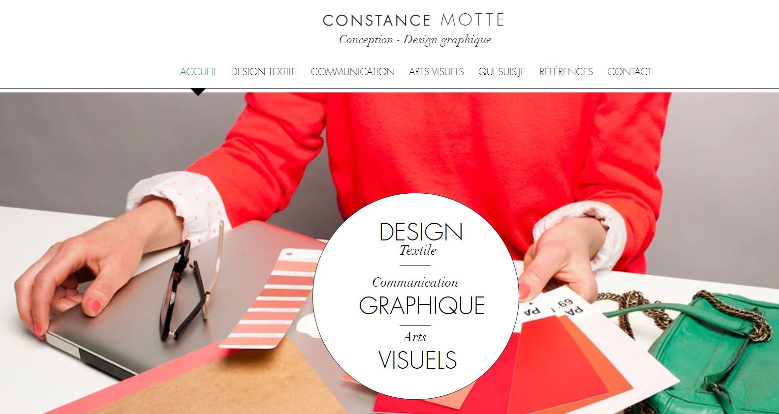 page accueil site constance motte conception design graphique