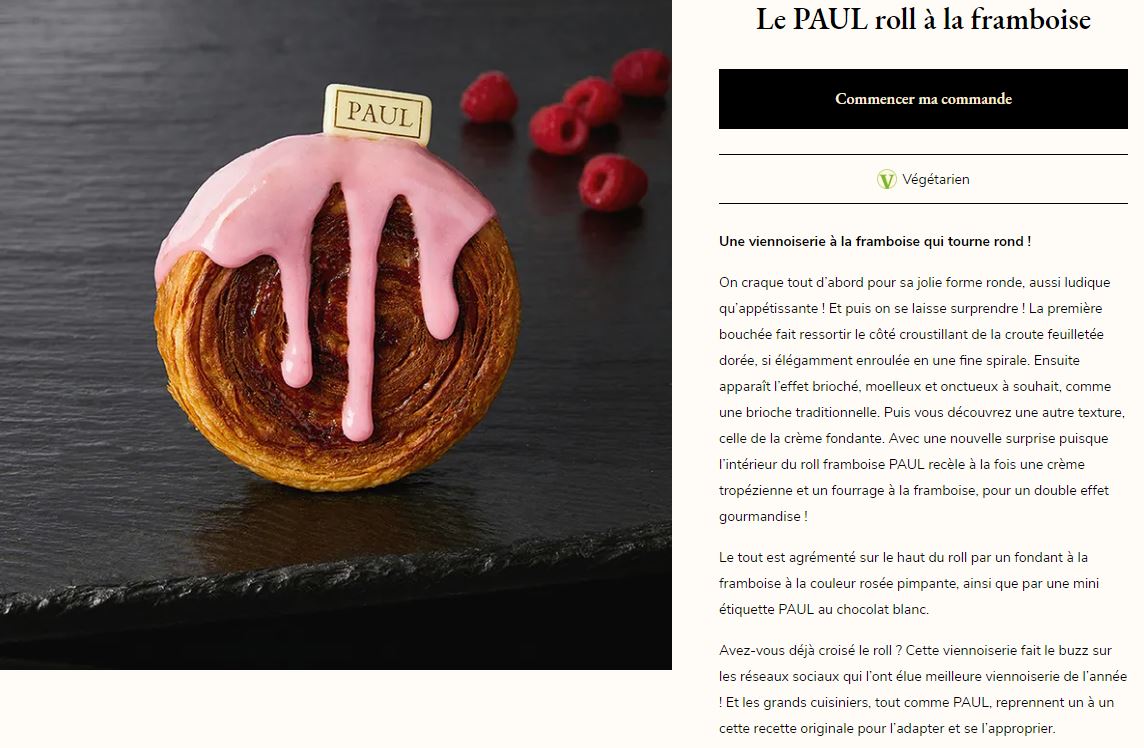 fiche produit du roll PAUL framboise 